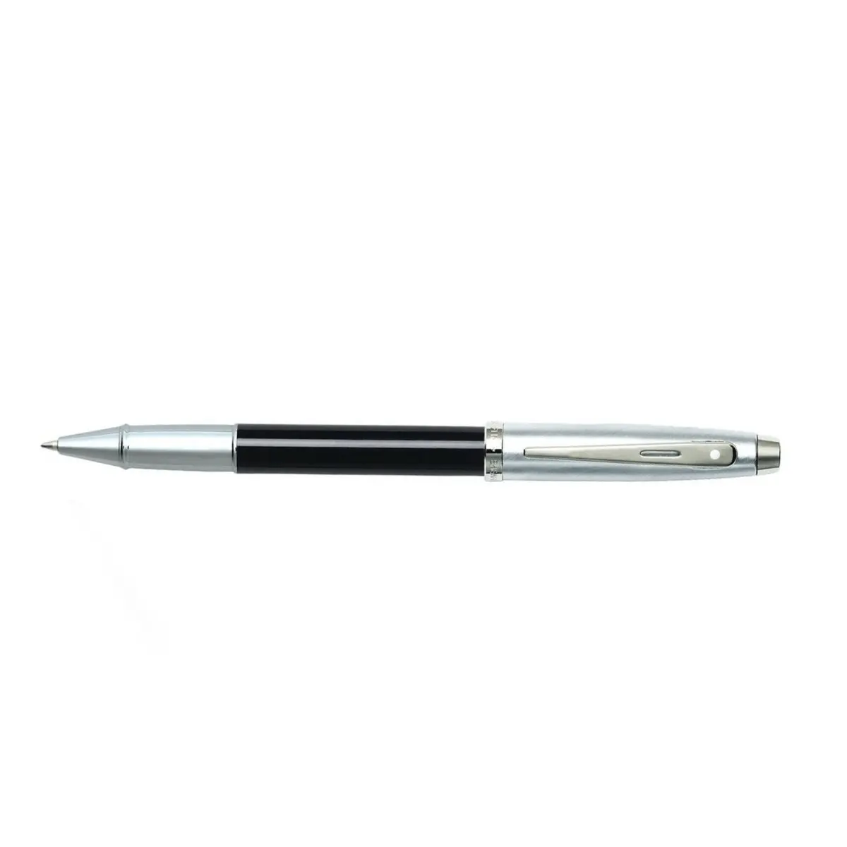 Sheaffer® 100 Glossy Black Barrel Brushed Chrome Cap Rollerball Pen - Image 3