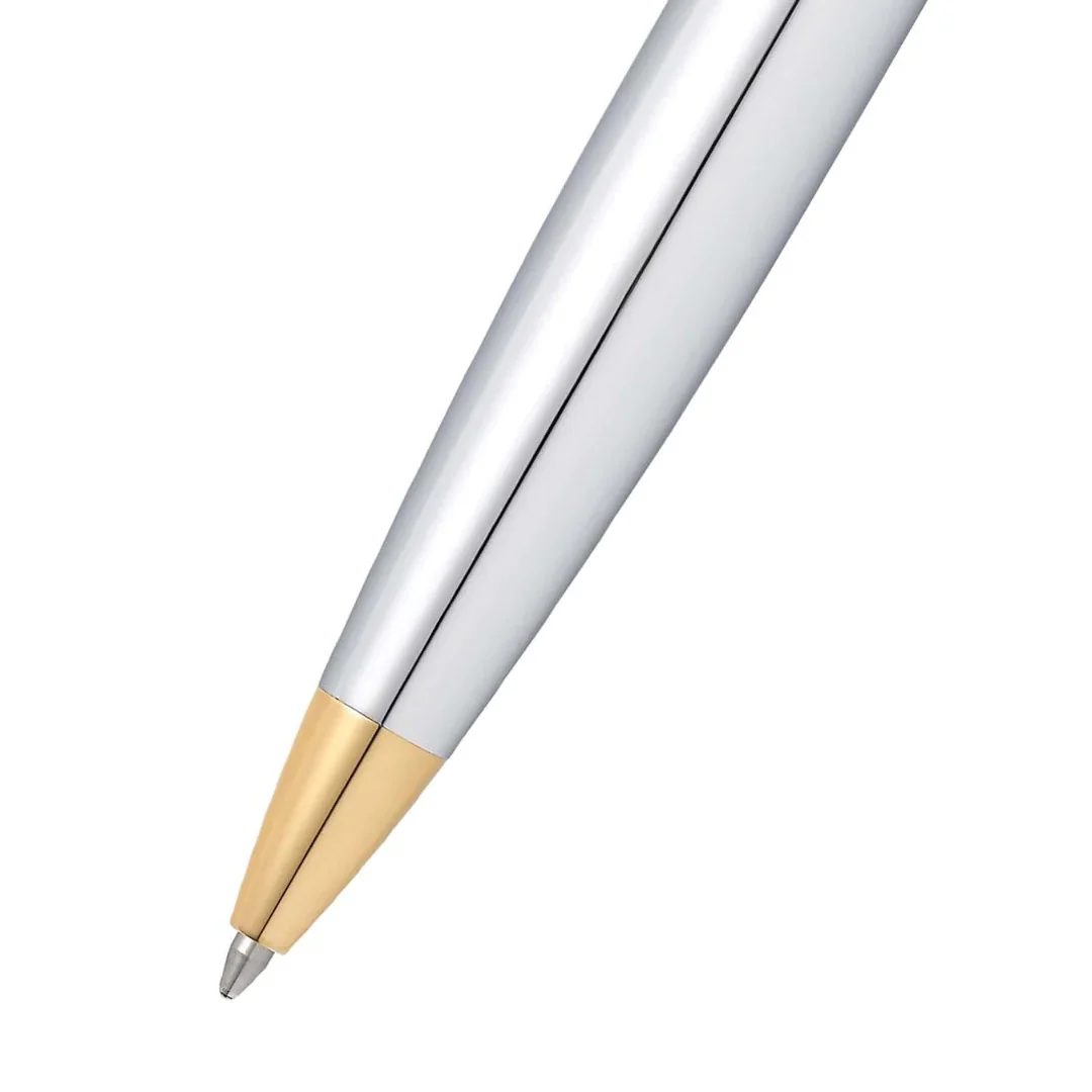 Sheaffer Gift Set ft. Bright Chrome 300 Ballpoint Pen with Gold Trims and Table Clock - Image 4