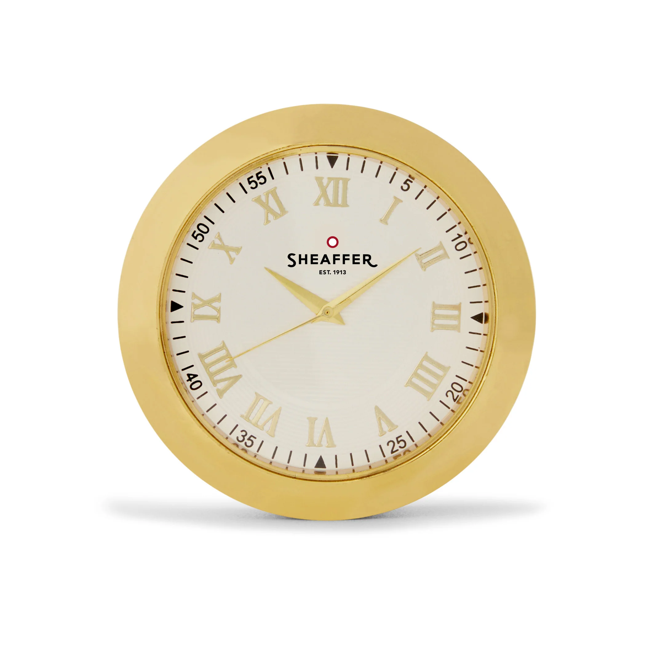 Sheaffer Gift Set ft. Bright Chrome 300 Ballpoint Pen with Gold Trims and Table Clock - Image 5