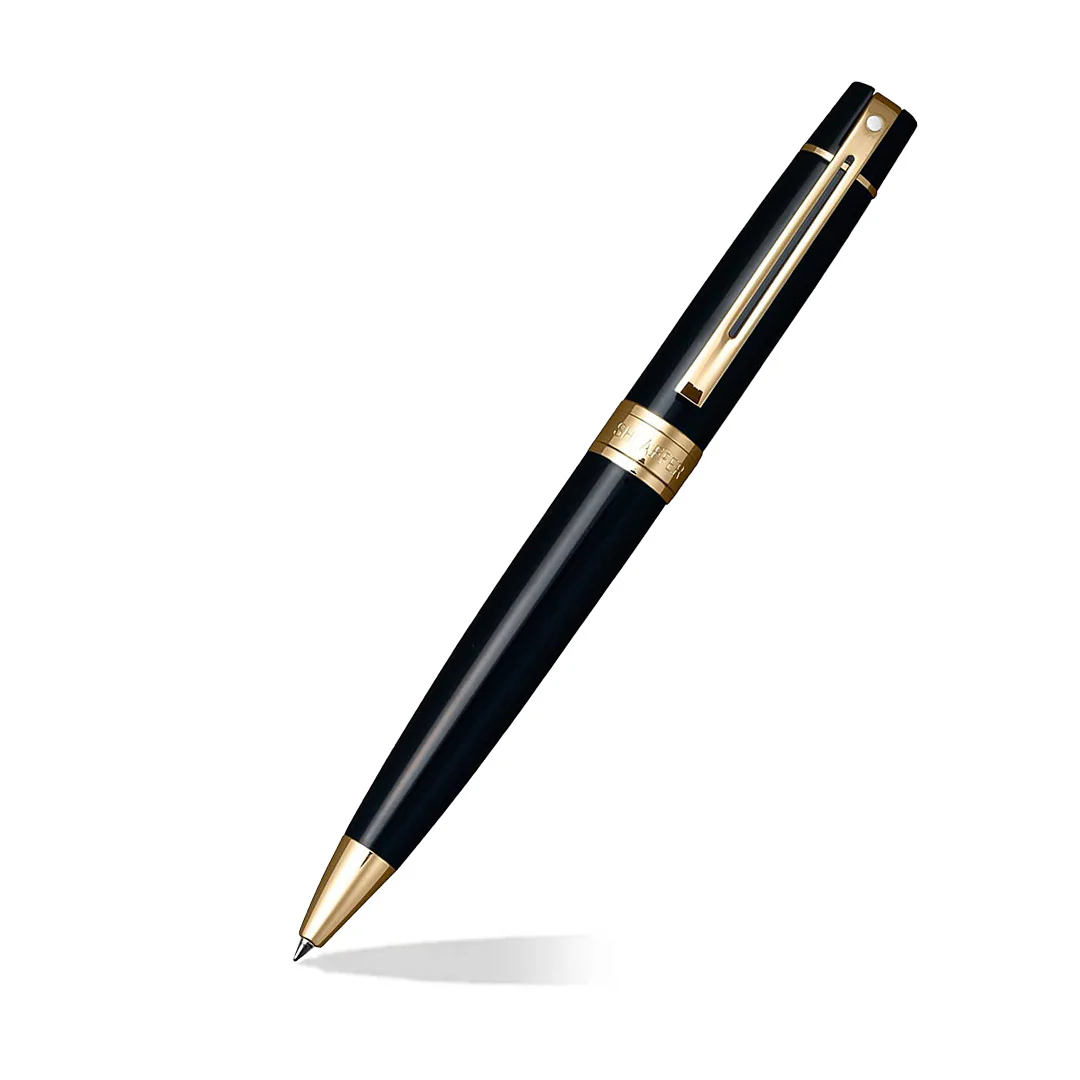 Sheaffer Gift Set ft. Glossy Black 300 Ballpoint Pen with Gold Trims and Credit Card Holder - Image 4